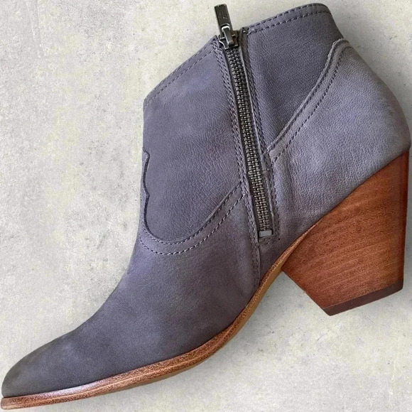 Frye Womens Reina Jea Western Ankle Boots Nubuck Leather Gray Zip Up Size 9.5 - Picture 7 of 13